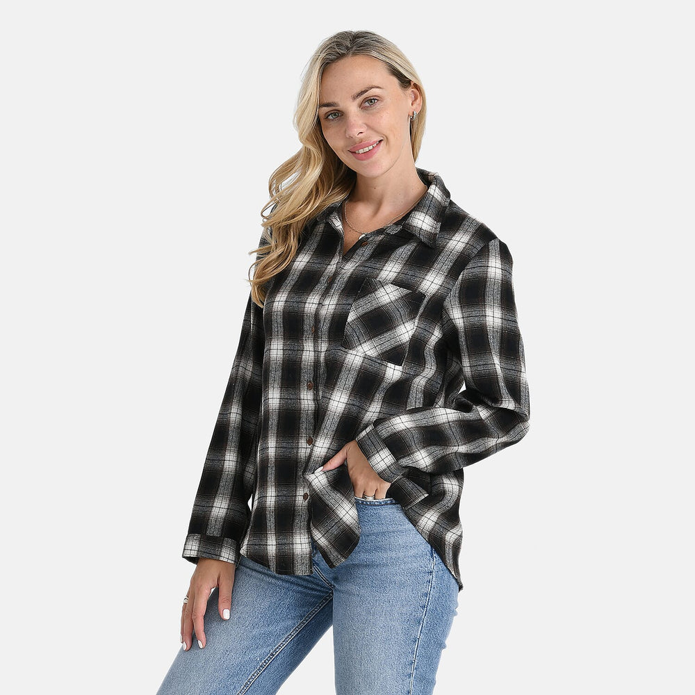 - Maisi Checks Long Sleeve Shirt (Size XL) - Green, White - Navy