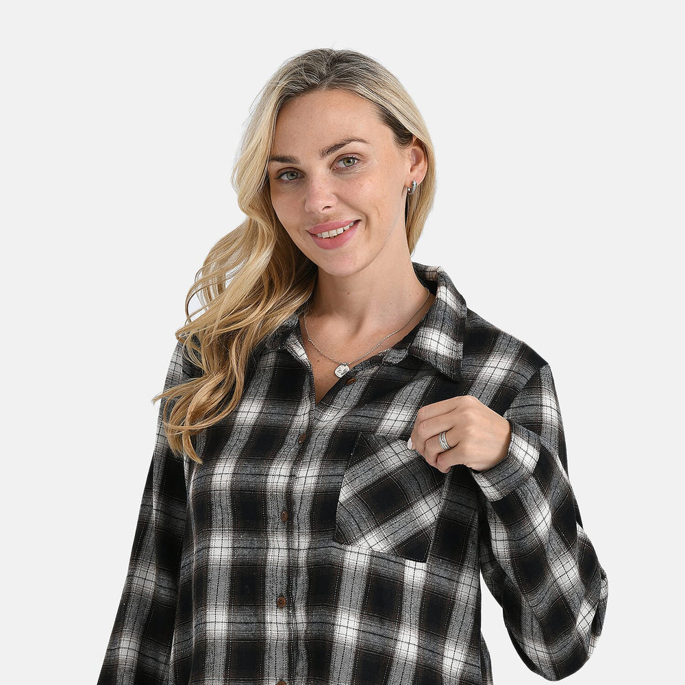- Maisi Checks Long Sleeve Shirt (Size XL) - Green, White - Navy