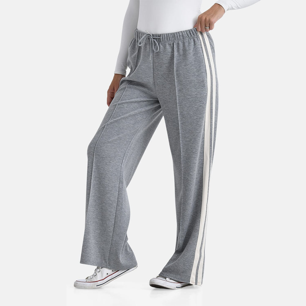 -Maisi Side Stripe Wide Leg Trouser (Size XL) - Grey