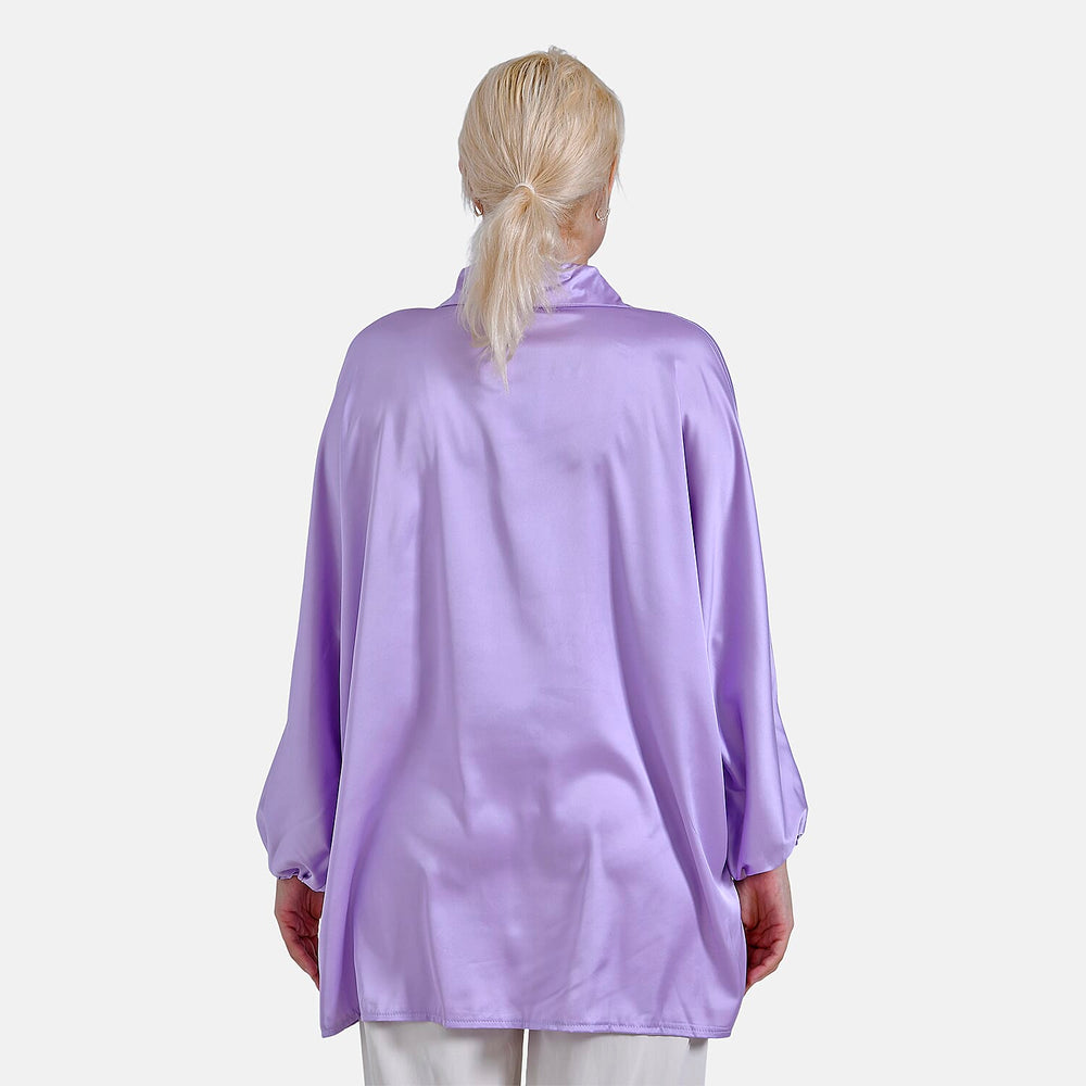 - Maisi Soft Satin Oversize Shirt (Size S-M) - Purple