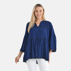 - Maisi Rayon Boho V-Neck Tunic Top (One Size, 10 to 20) - Black