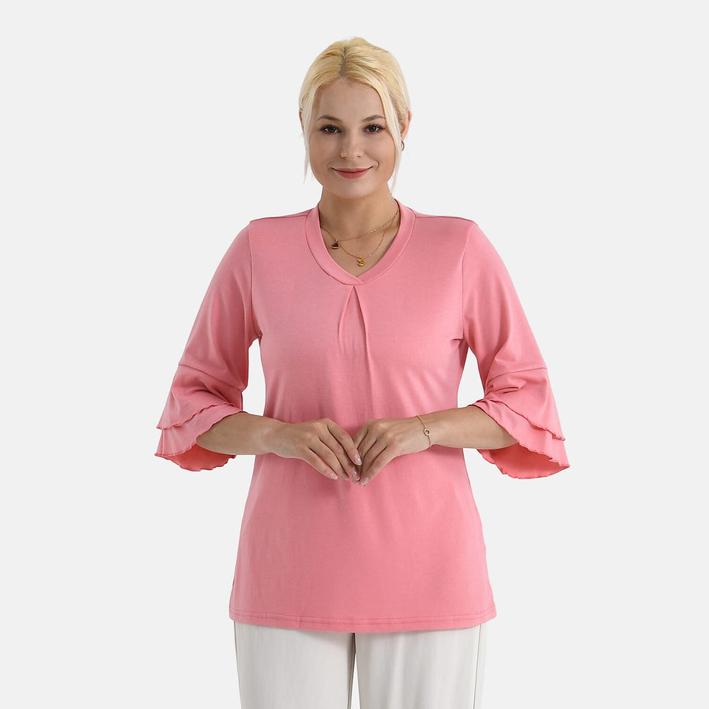 BRAND NEW - - Maisi Frill Bell Half-Sleeved Blouse (Size - 10) - Pink