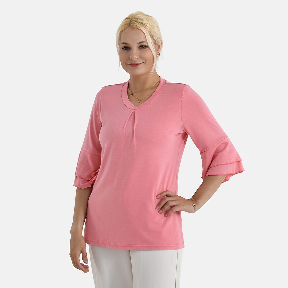 BRAND NEW - - Maisi Frill Bell Half-Sleeved Blouse (Size - 10) - Pink