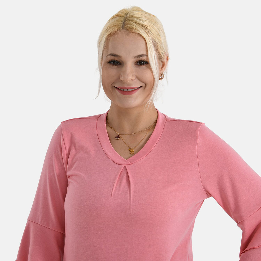 BRAND NEW - - Maisi Frill Bell Half-Sleeved Blouse (Size - 10) - Pink
