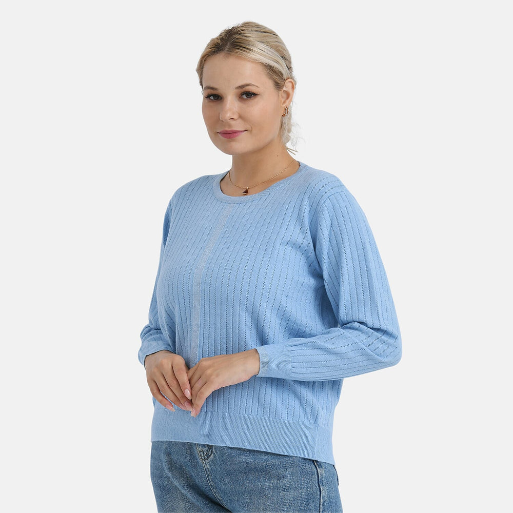 - Maisi R-Neck Blouse (Size - XL, 20 to 22) - Blue