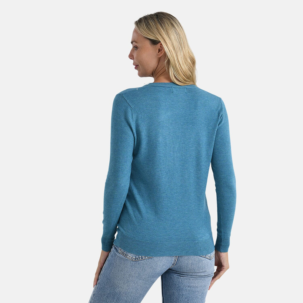 - Maisi Crew Neck Cardigan (Size 8-10) - Blue