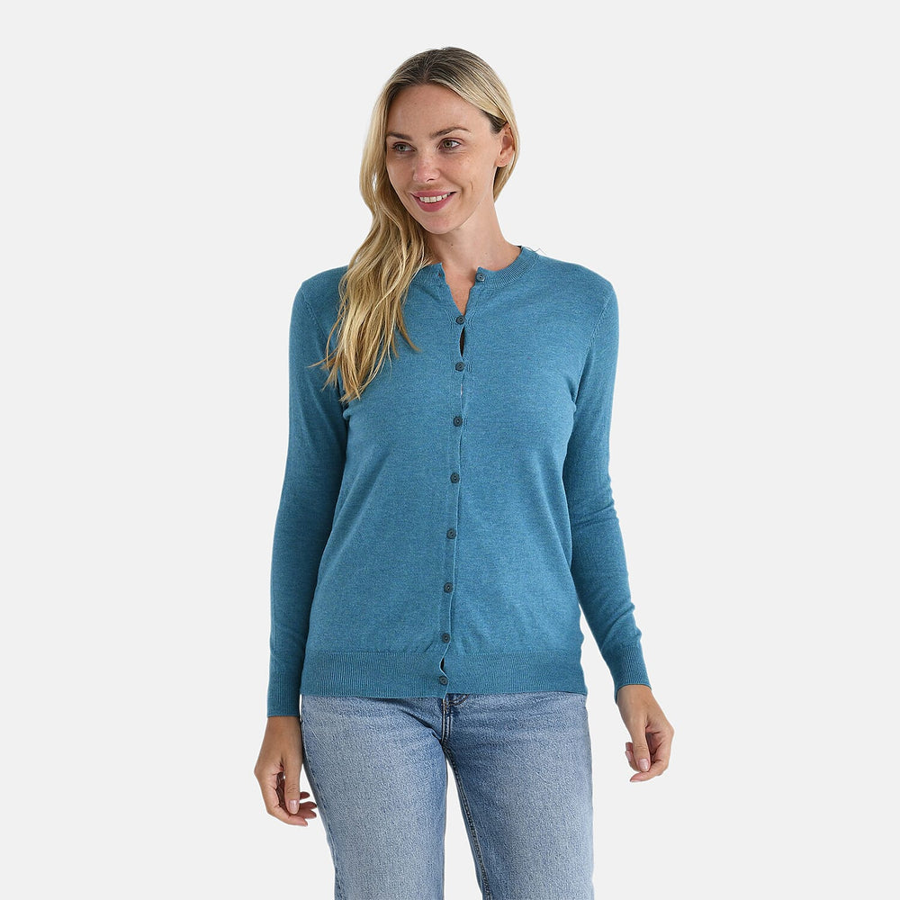 - Maisi Crew Neck Cardigan (Size 8-10) - Blue