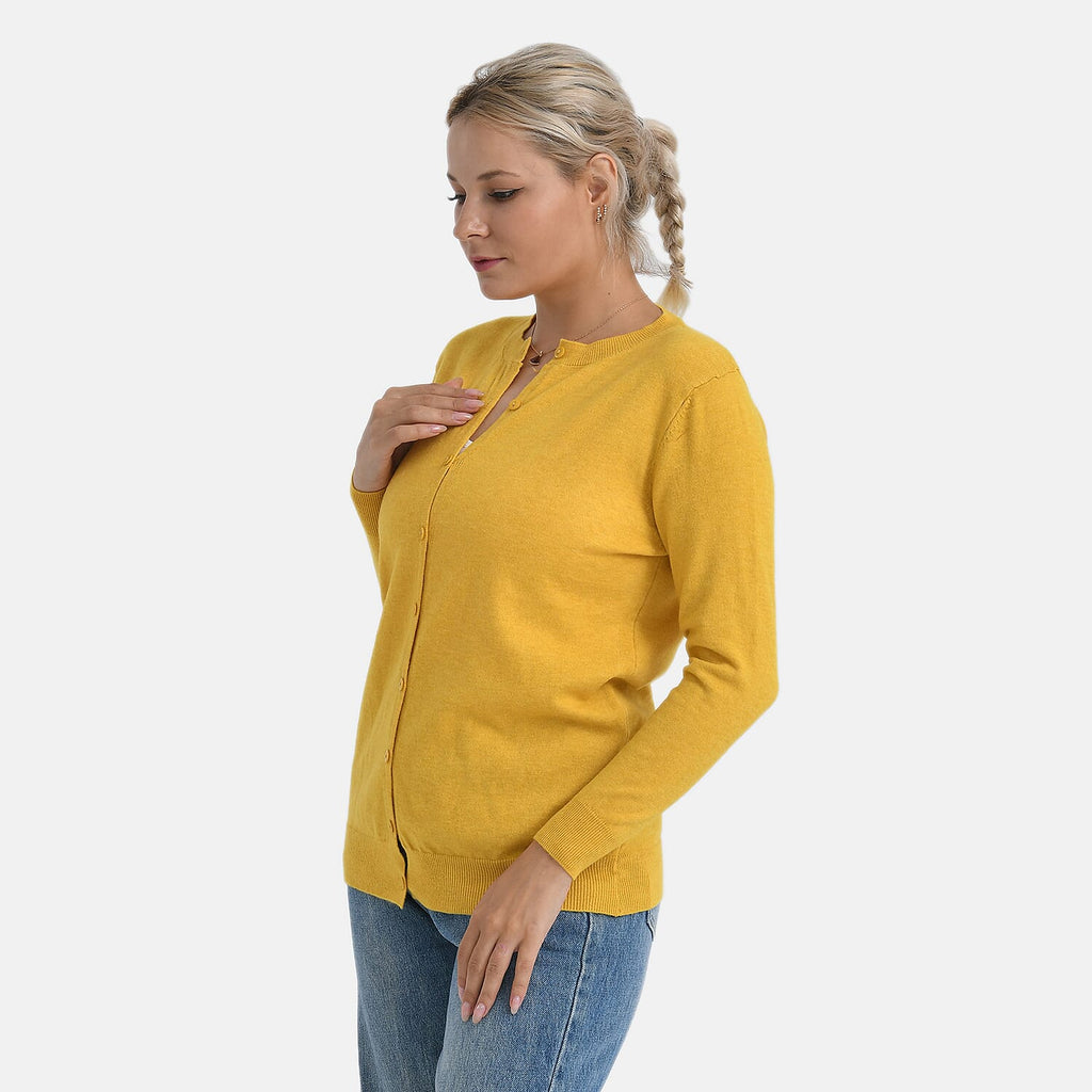 - Maisi Solid Cardigan (Size - S) - Yellow