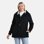 & maisi Women’s Ultra-Warm Bouclé Hooded Coat with Button Front & Pockets