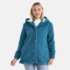 & maisi Women’s Ultra-Warm Bouclé Hooded Coat with Button Front & Pockets