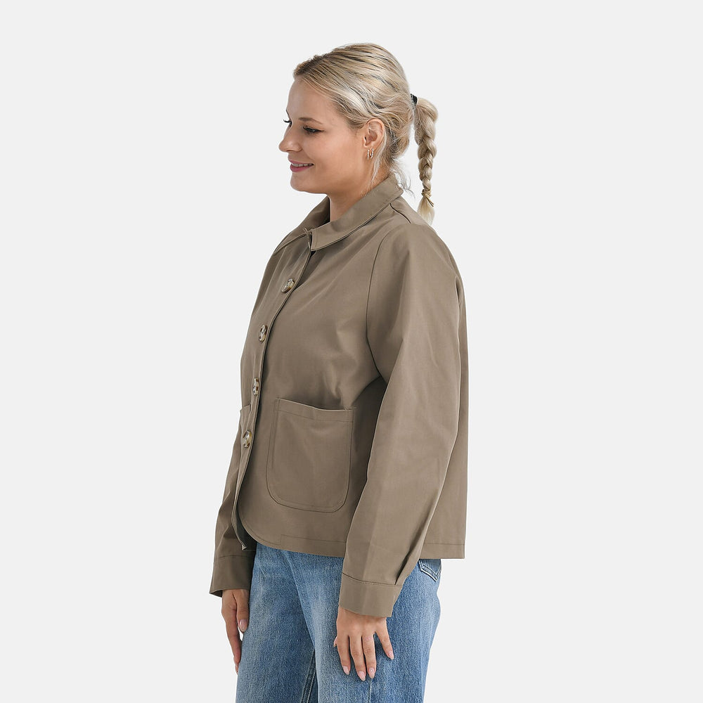 - Maisi Lightweight Short Trench Coat (Size M) - Light Khaki