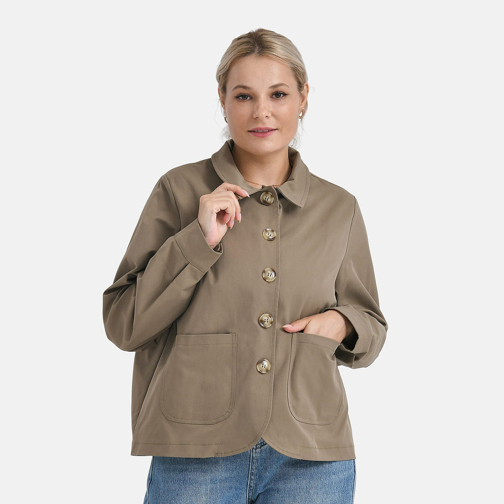 - Maisi Lightweight Short Trench Coat (Size M) - Light Khaki