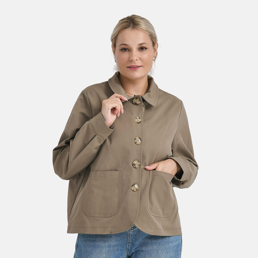 - Maisi Lightweight Short Trench Coat (Size M) - Light Khaki