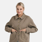- Maisi Lightweight Short Trench Coat (Size M) - Light Khaki