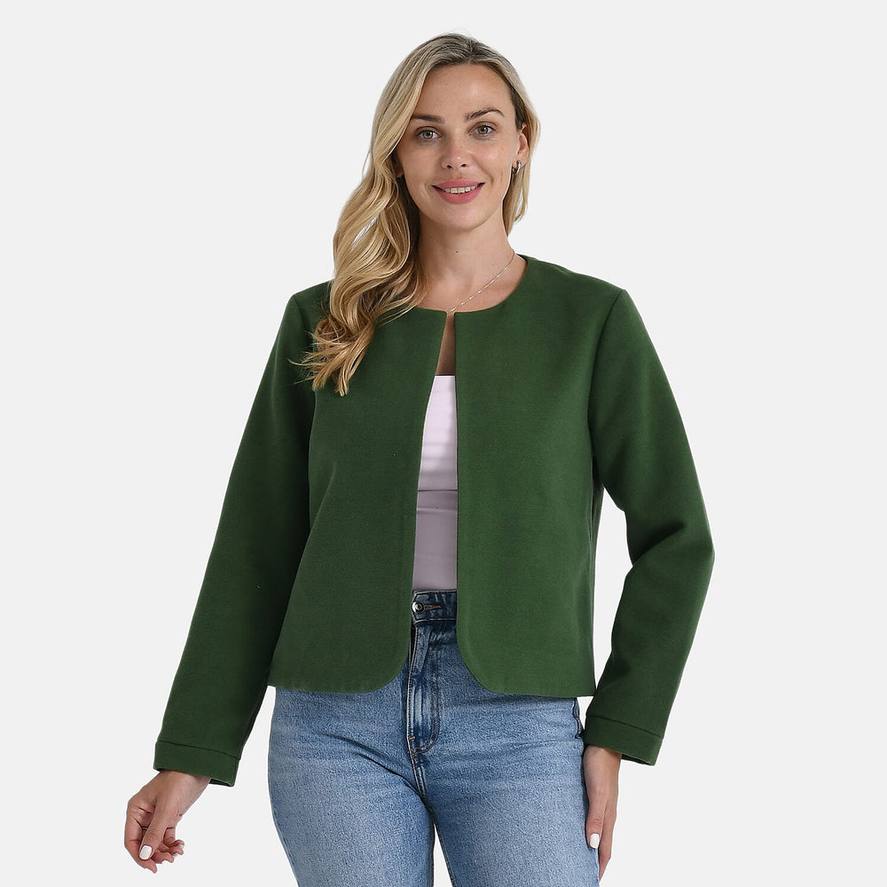 - Maisi Round-Neck Blazer (Size M) - Green