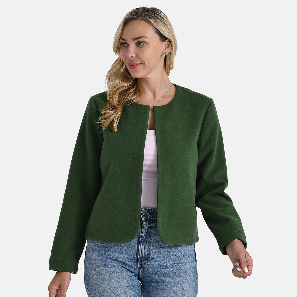 - Maisi Round-Neck Blazer (Size M) - Green