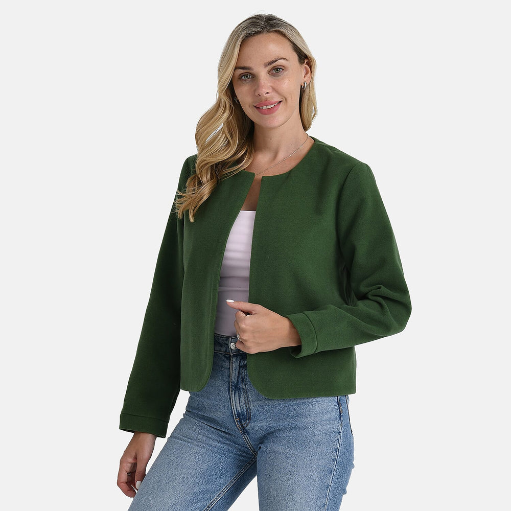 - Maisi Round-Neck Blazer (Size M) - Green