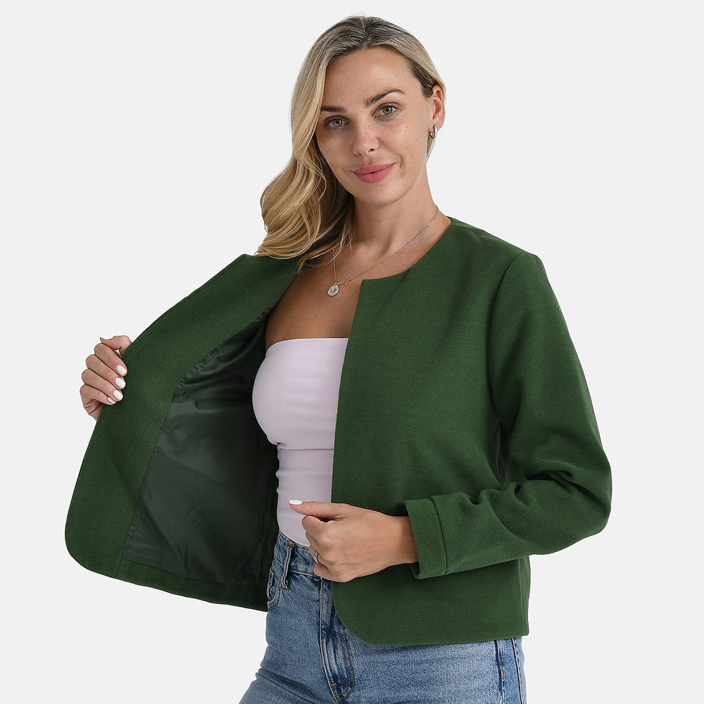 - Maisi Round-Neck Blazer (Size M) - Green