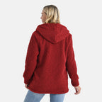 & maisi Women’s Ultra-Warm Bouclé Hooded Coat with Button Front & Pockets