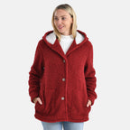 & maisi Women’s Ultra-Warm Bouclé Hooded Coat with Button Front & Pockets