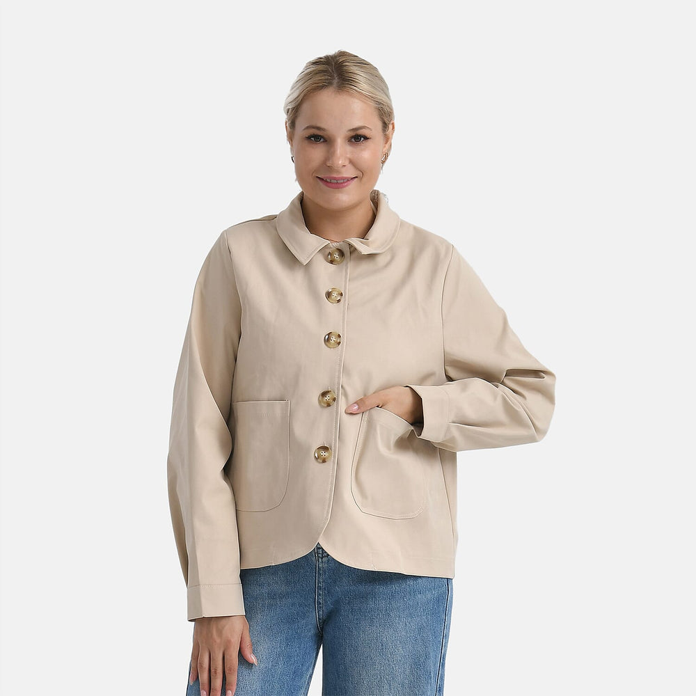- Maisi Lightweight Short Trench Coat (Size S) - Beige