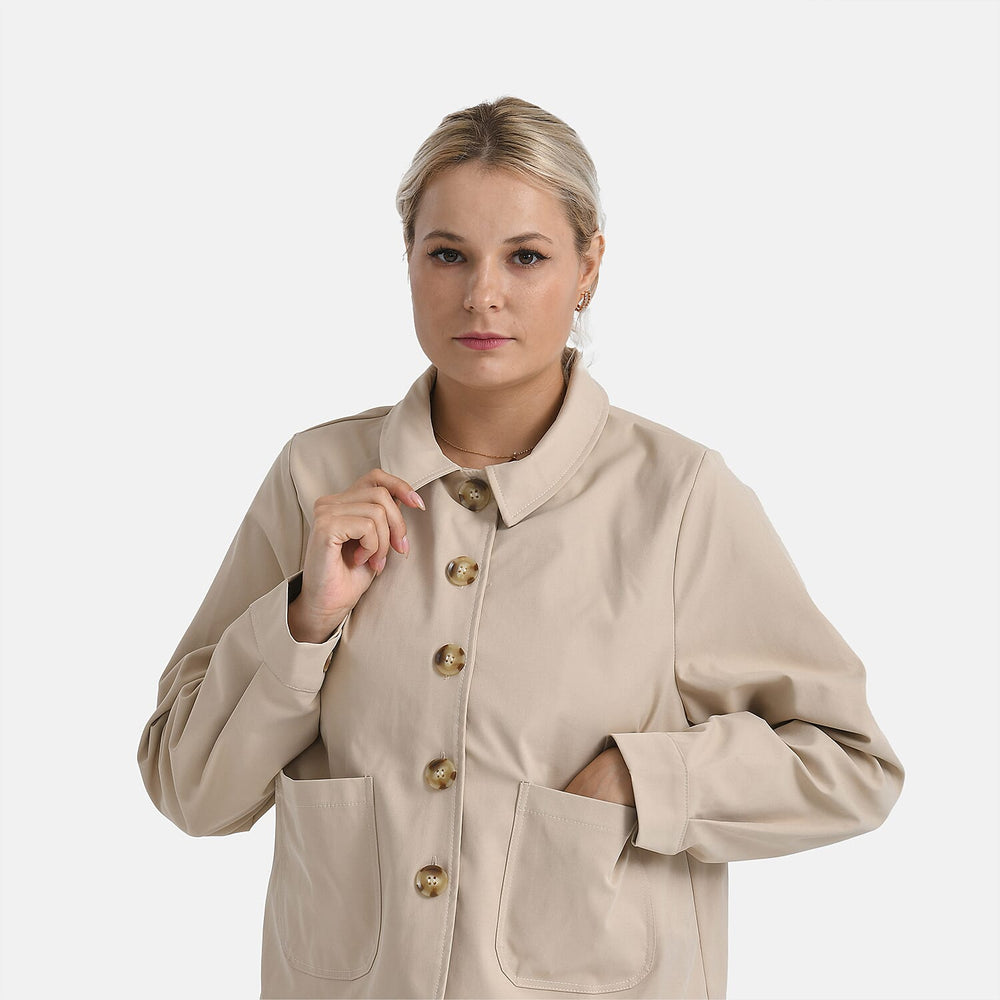 - Maisi Lightweight Short Trench Coat (Size S) - Beige