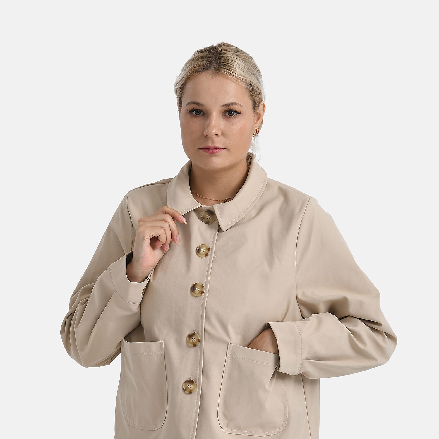- Maisi Lightweight Short Trench Coat (Size S) - Beige