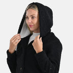 & maisi Women’s Ultra-Warm Bouclé Hooded Coat with Button Front & Pockets