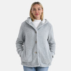 BIGGEST FASHION OFFER - Designer Inspired - Maisi Ultra Warm - Cozy Boucle Coat With Hood (Size S) - Grey