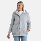 BIGGEST FASHION OFFER - Designer Inspired - Maisi Ultra Warm - Cozy Boucle Coat With Hood (Size S) - Grey