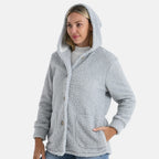 BIGGEST FASHION OFFER - Designer Inspired - Maisi Ultra Warm - Cozy Boucle Coat With Hood (Size S) - Grey