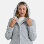 BIGGEST FASHION OFFER - Designer Inspired - Maisi Ultra Warm - Cozy Boucle Coat With Hood (Size S) - Grey