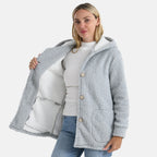 BIGGEST FASHION OFFER - Designer Inspired - Maisi Ultra Warm - Cozy Boucle Coat With Hood (Size S) - Grey