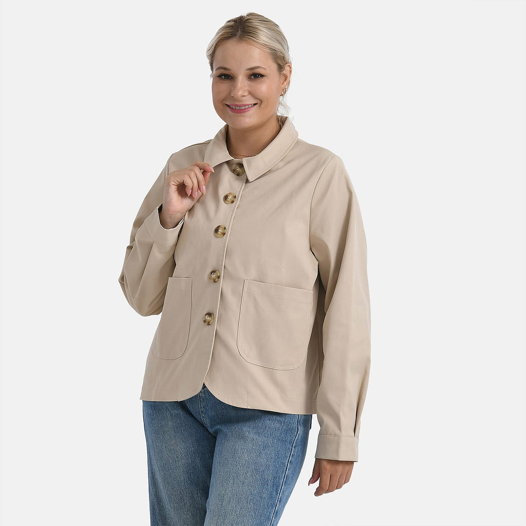 - Maisi Lightweight Short Trench Coat (Size XL) - Beige