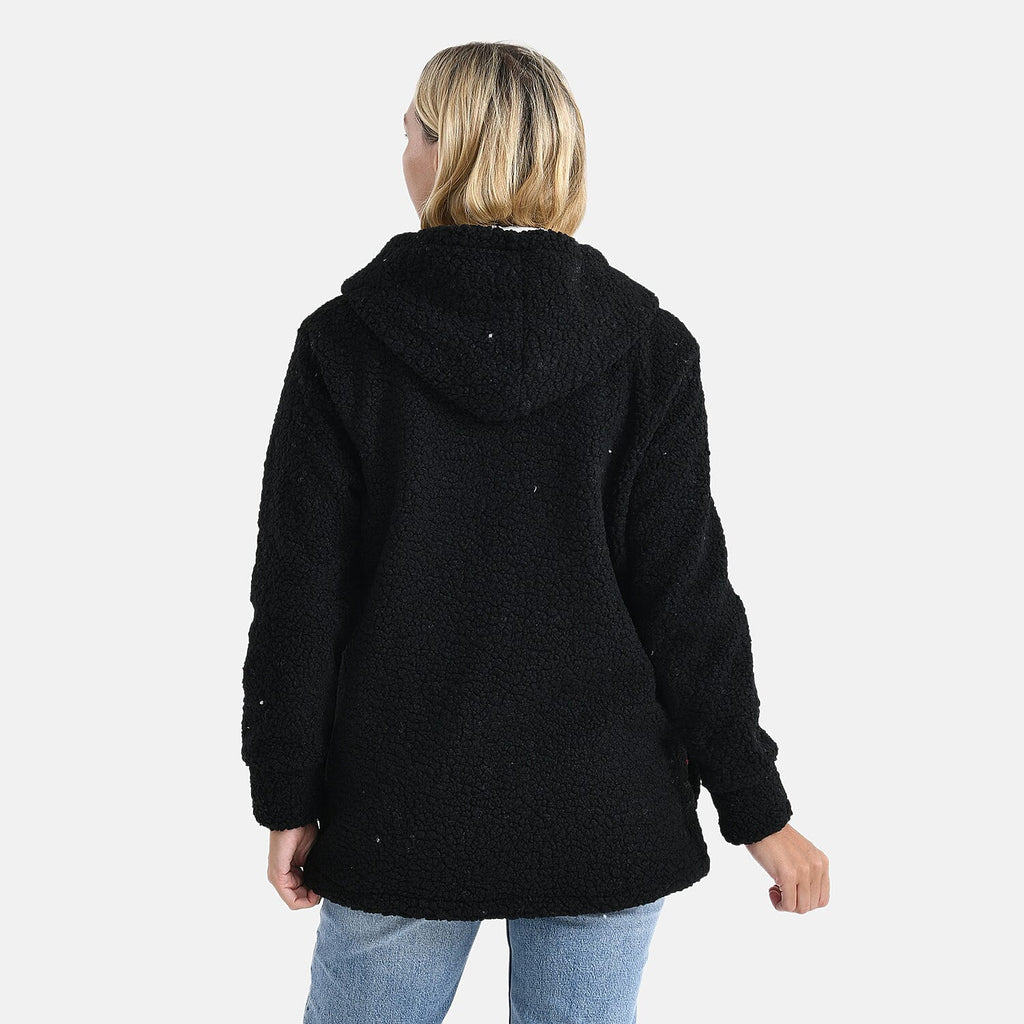 & maisi Women’s Ultra-Warm Bouclé Hooded Coat with Button Front & Pockets