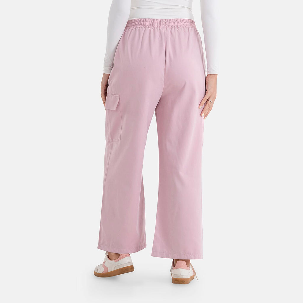 - Maisi Lightweight Cargo Trousers with Elasticated Waist (Size - L) - Pink