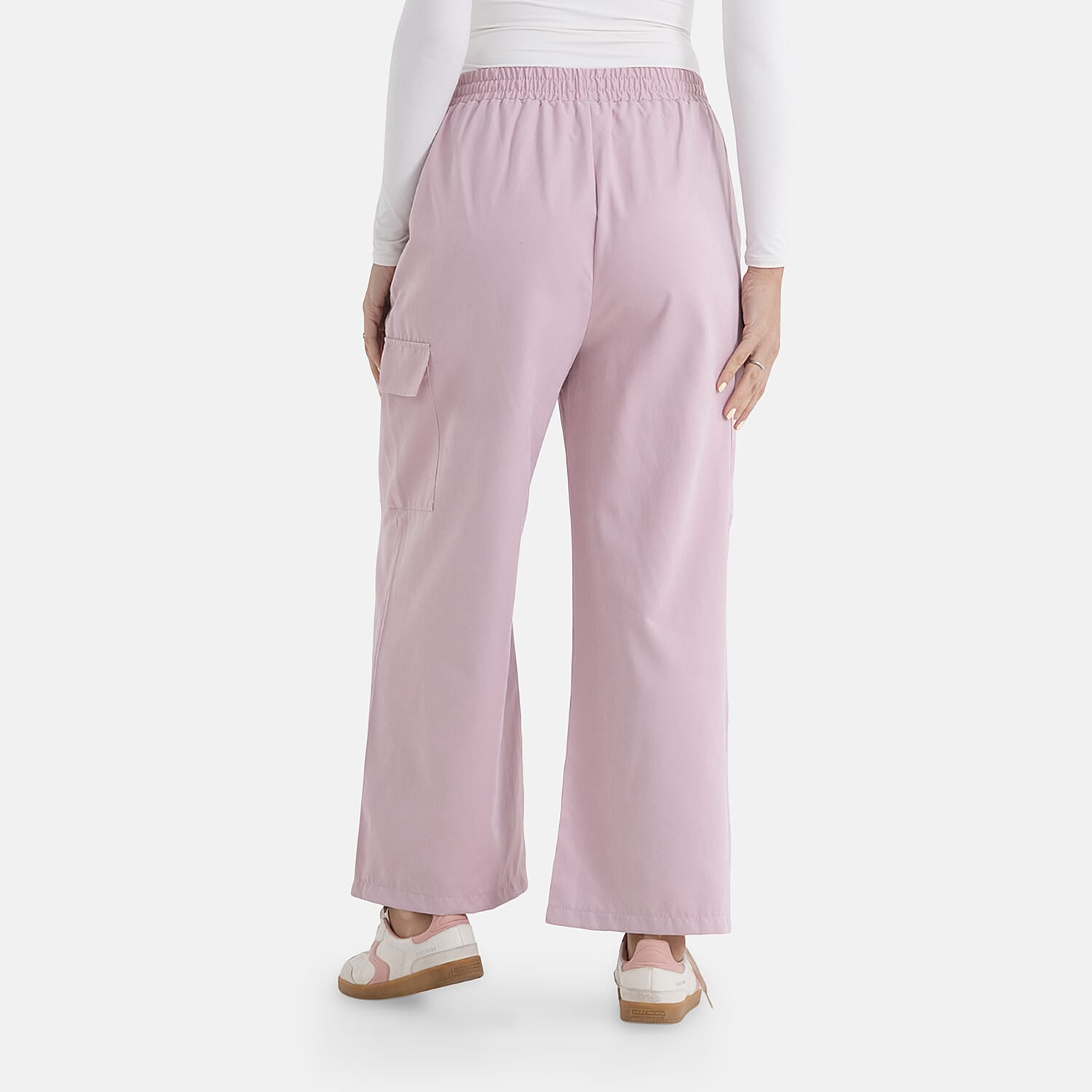 - Maisi Lightweight Cargo Trousers with Elasticated Waist (Size - L) - Pink