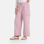- Maisi Lightweight Cargo Trousers with Elasticated Waist (Size - L) - Pink