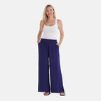 - Maisi Rayon Wide Leg Casual Trousers (Size XL) - Navy