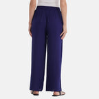 - Maisi Rayon Wide Leg Casual Trousers (Size XL) - Navy