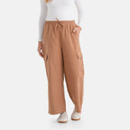- Maisi Lightweight Cargo Trousers with Elasticated Waist (Size - XXL) - Brown