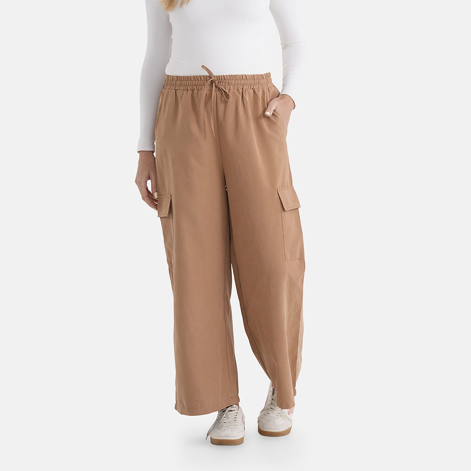 - Maisi Lightweight Cargo Trousers with Elasticated Waist (Size - XXL) - Brown