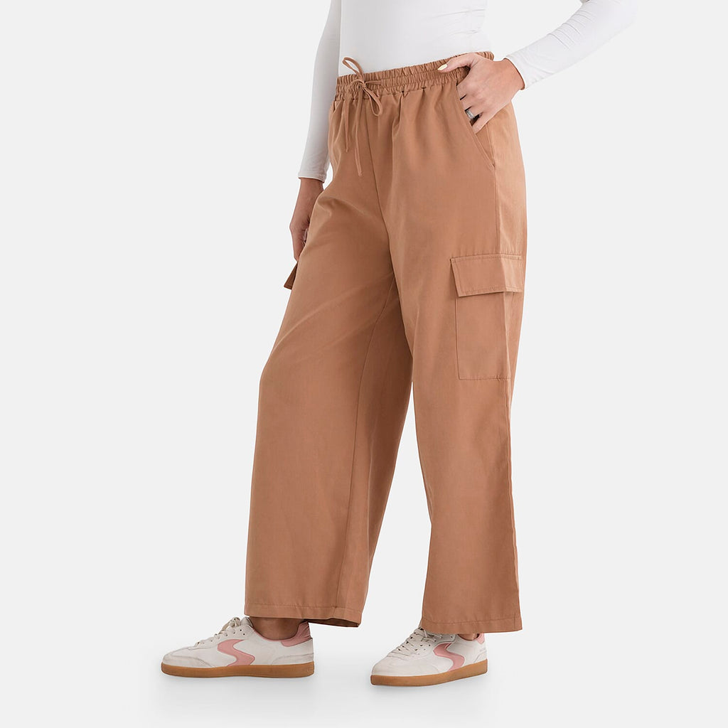 - Maisi Lightweight Cargo Trousers with Elasticated Waist (Size - XXL) - Brown