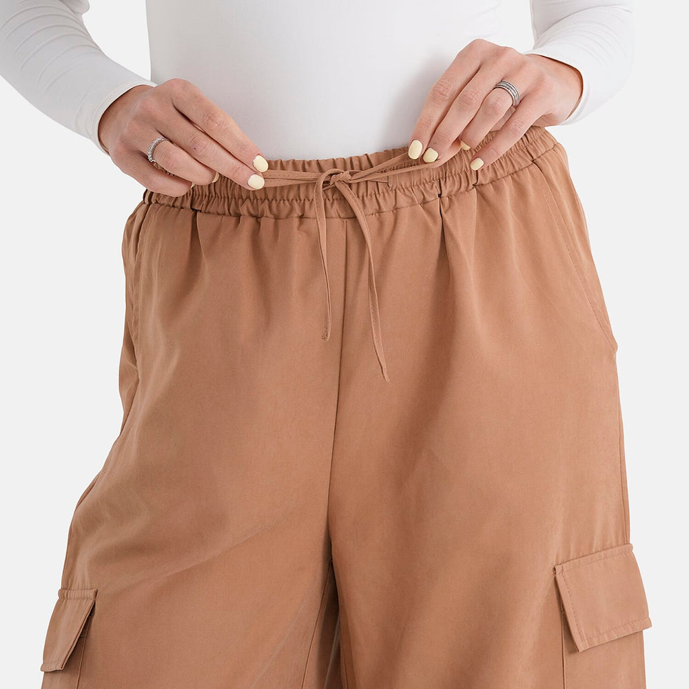 - Maisi Lightweight Cargo Trousers with Elasticated Waist (Size - XXL) - Brown