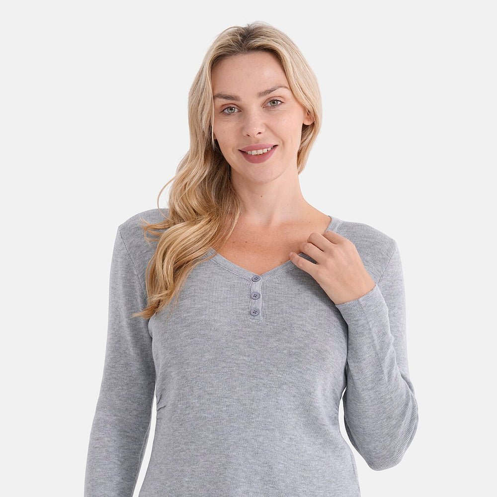 - Maisi V-Neck Long Sleeve Top (Size - S-M) - Grey