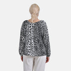 & Maisi Spots Pattern Balloon Sleeve Jersey Top (Size S) - White Base & Black Pattern