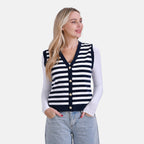 & Maisi Stripe Vest (Size - Small) - Navy Blue & White