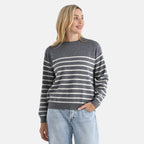 & maisi Women’s Striped Knitted Jumper with Wool Blend, Round Neck & Long Sleeves
