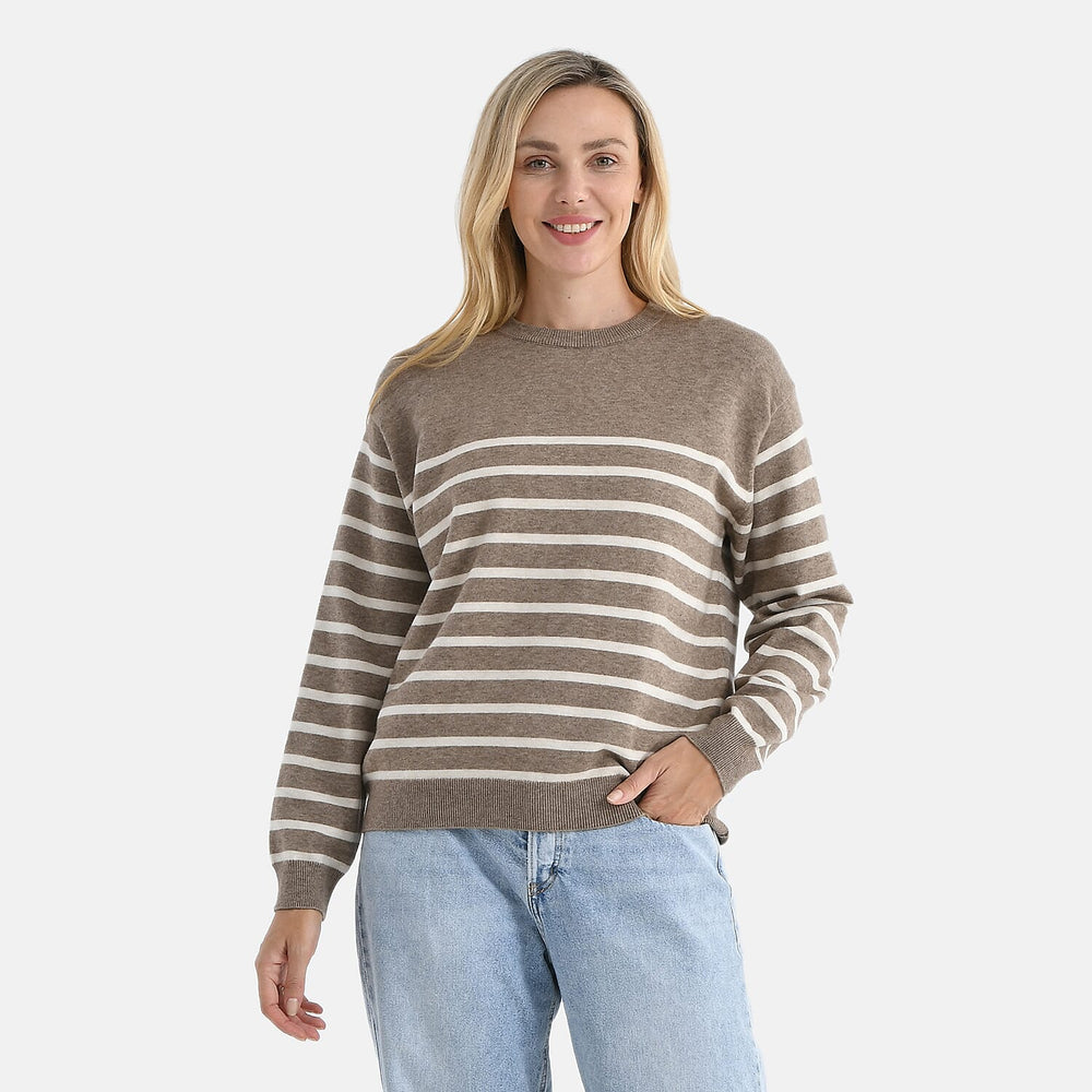 - Maisi Striped Knitted Jumper (Size S) - Brown