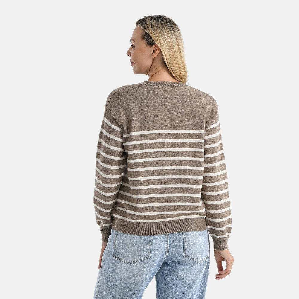 - Maisi Striped Knitted Jumper (Size S) - Brown